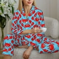 thumbnail image 6 of Disketp Cartoon Crabs Pajamas Set Long Sleeve Sleepwear Womens Button Down Nightwear Pj Sets-{designName}-XX-Large, 6 of 7