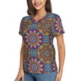 thumbnail image 2 of Vsdgher Mandala Women Shirts V Neck Short Sleeve Tops T-Shirt Basic Tees, S to 3XLSmall, 2 of 5
