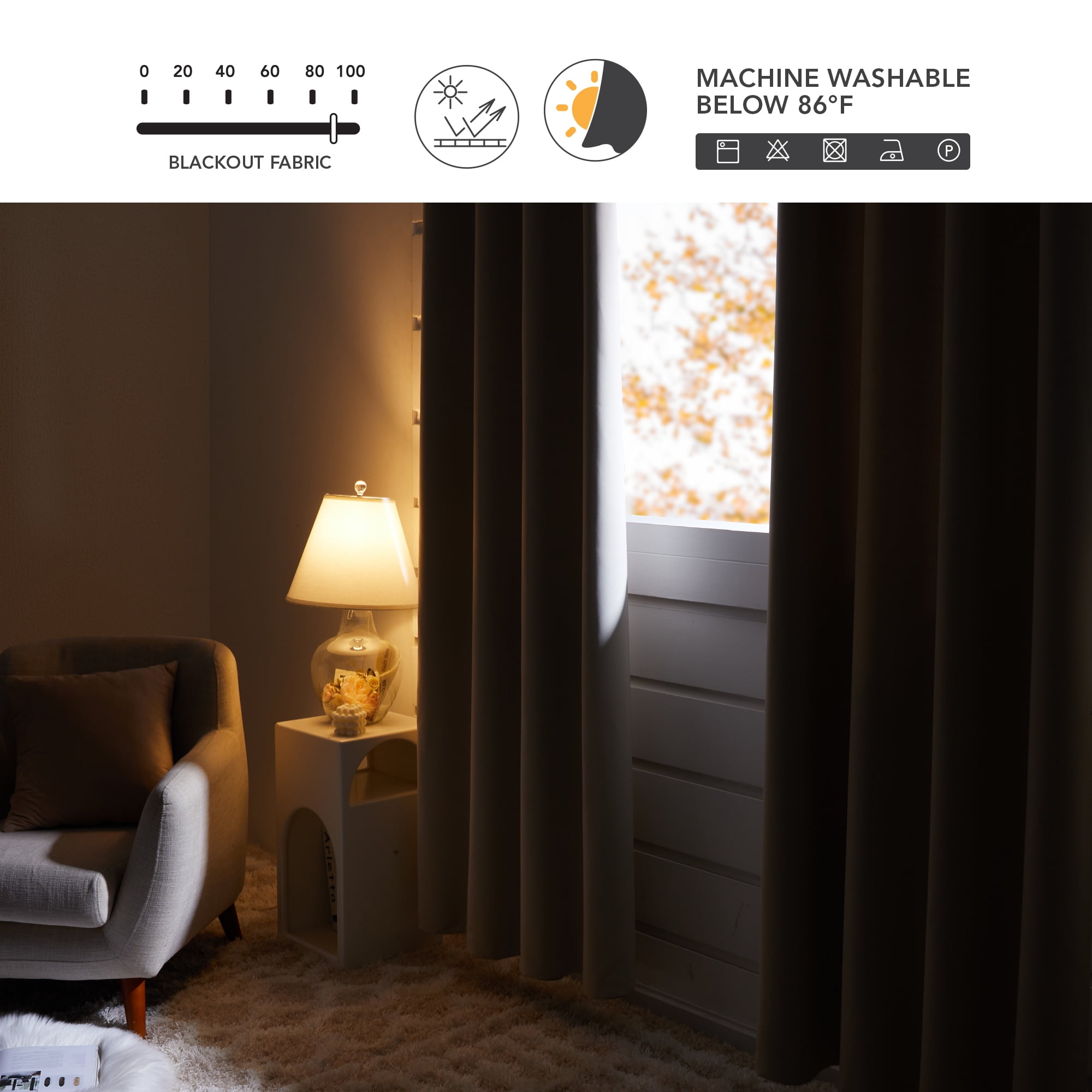 Deconovo Rod Pocket Room Darkening Curtains 84 inches Long, Thermal Insulated Curtains for Living Room, Beige, 42W x 84L inch, 2 Panels