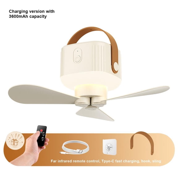 Wall Mounted Rechargeable Fan with Remote Control 3 Speed Portable Cooling Fan with Night Light Timer and 3600mAh Battery