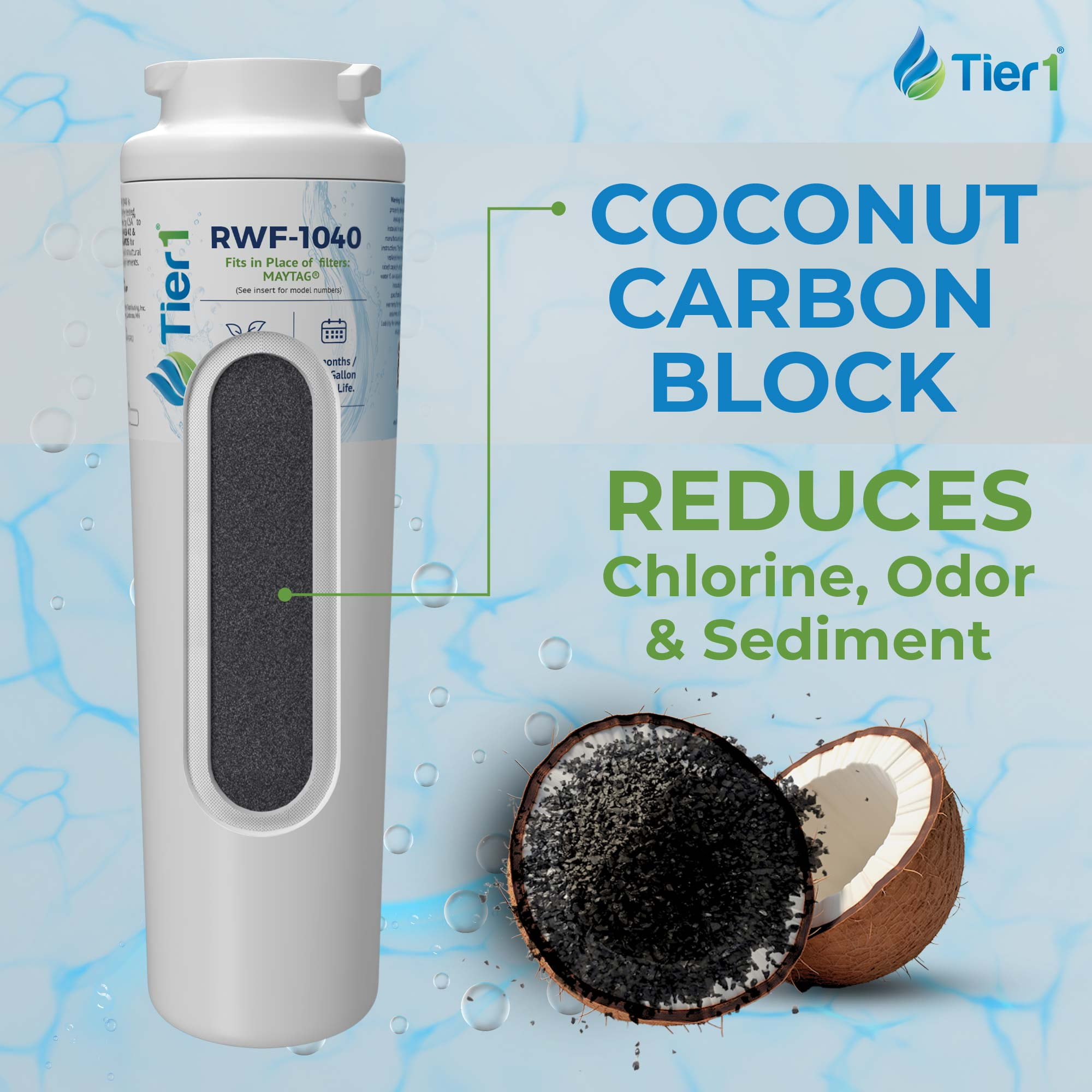 Tier1 RWF1040 UKF8001 Refrigerator Water Filter | Replacement for EDR4RXD1, 4396395, rwf0900a, fl-rf07 Fridge Filter - Up to 18 Months Supply | Easy Install | Odor Control (3-pk)