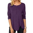 thumbnail image 1 of U.Vomade Women's Solid Button T-Shirt Long Sleeve Top, 1 of 5