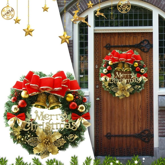 Décorations de Noël Couronne Extérieure Nœud Rouge Noël Extérieur Intérieur Anneau de Noël Couronne Couronne de Noël Couronne Décorée Suspendue à la Porte Couronnes en Rotin 12 Po Marque Maison