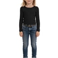 thumbnail image 5 of KAUOD Girls Long Sleeve Shirt Crew Neck Knit Stretchy Pullover Tops Teen Kids Plain School Casual T-Shirt Soft Clothes, 5 of 7