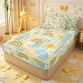 thumbnail image 2 of Erosebridal Nursery Cartoon Rainbow Zipper Full Size Comforter Sets with Fitted Sheet and 2 Pillowcases,Smiling Sun Cloud Moon Zipper Bedding Set,Yellow Blue White,4pcs,Grey Reversible, 2 of 6