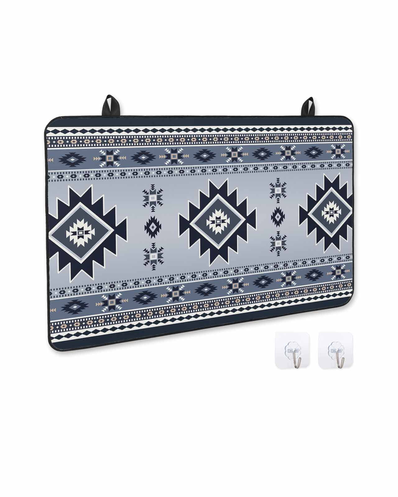 nqOlkjepod Large Induction Cooktop Protector Mat 24"x21", Blue Aztec Stove Top Covers for Electric Stove, Boho Southwest Farmhouse Ethnic Motifs Stove Burner Cover Mats, Glass Top Stove Cover