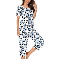 thumbnail image 6 of NominalSnug Pajama Sets for Women Short Sleeve Sleepwear Wide Leg Capri Pants Loungewear Graphic Print Pjs Set, 6 of 8