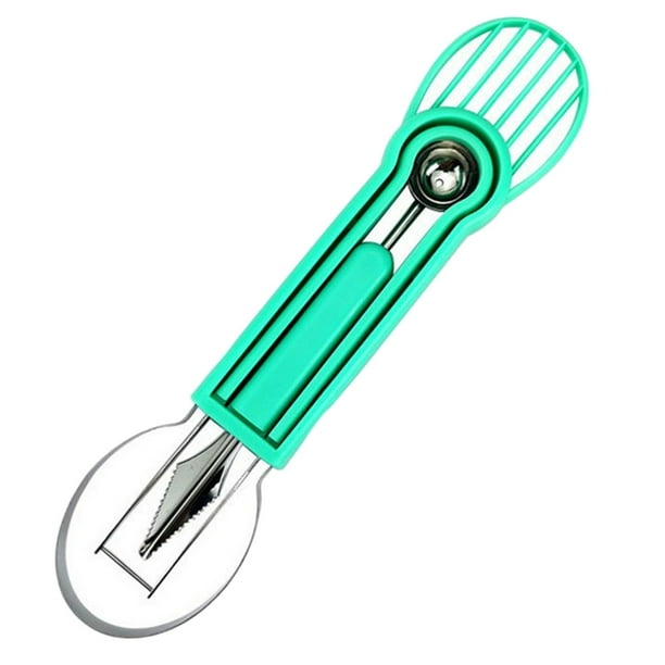 Juego de herramientas tres en uno para tallar y hacer bolas de fruta | Sacabolas de melón de doble cabezal, cuchillo dentado para trinchar y cuchara para sandía | Plástico apto para uso alimentario