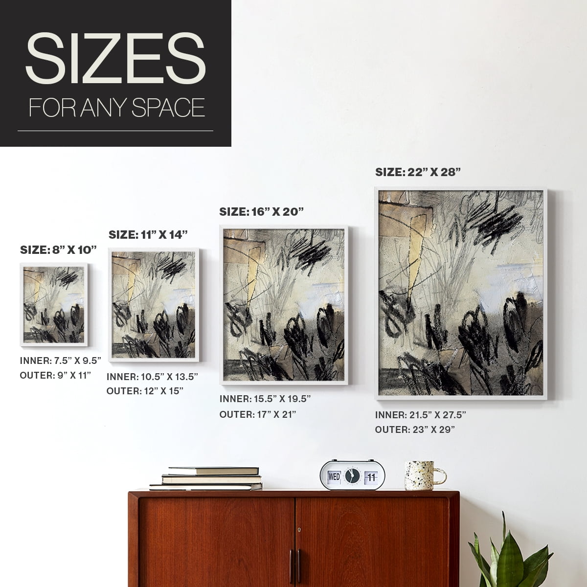 Masked Notes IV Framed Print in White Solid Wood Framed Print No Nail Hanging