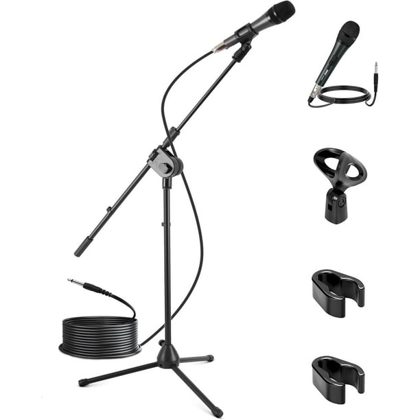 Kit Soporte Tripie para Micrófono Pyle, Inculye Micrófono y Cable de 4.5 Metros, Brazo Extensible de 19 cm, Patas de Trípode Muy Resistentes y Altura Ajustable de 80 CM a 1.5 MTS