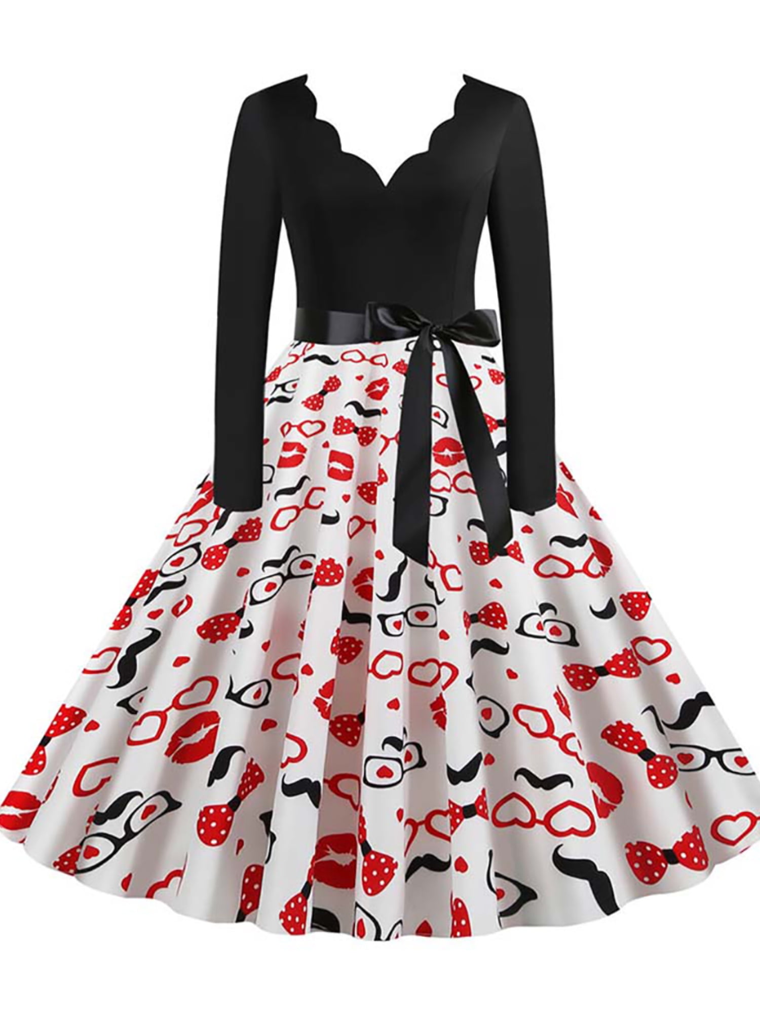 long sleeve 50s swing dress