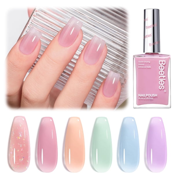 Set de esmaltes de uñas Beetles Jelly, 6 colores, 15 ml, larga duración