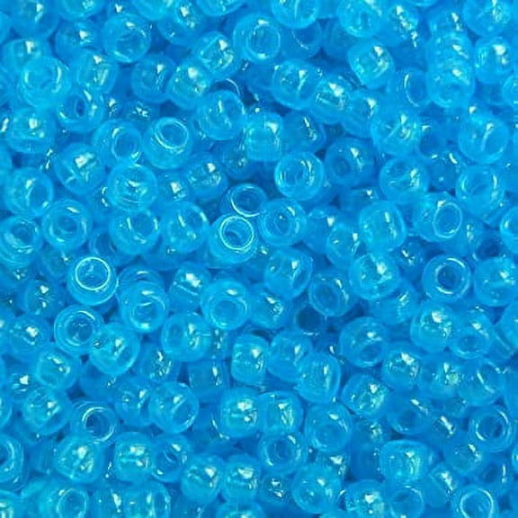 Bright Blue Transparent Pony Crow Beads Large Hole Made in USA 6x9mm