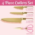 thumbnail image 4 of Paris Hilton 4 Piece Stainless Steel Cutlery Set, Jewel Shaped Handles with Gold Blades, Pink, 4 of 9