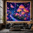 thumbnail image 6 of Glowing Mushrooms Beside a Magic Forest Stream, Mystical Fantasy for Mushroom Lovers, Forest Wall Art, Housewarming Gift, Tapestry Wall Hanging for Bedroom and Dorm, 6 of 7