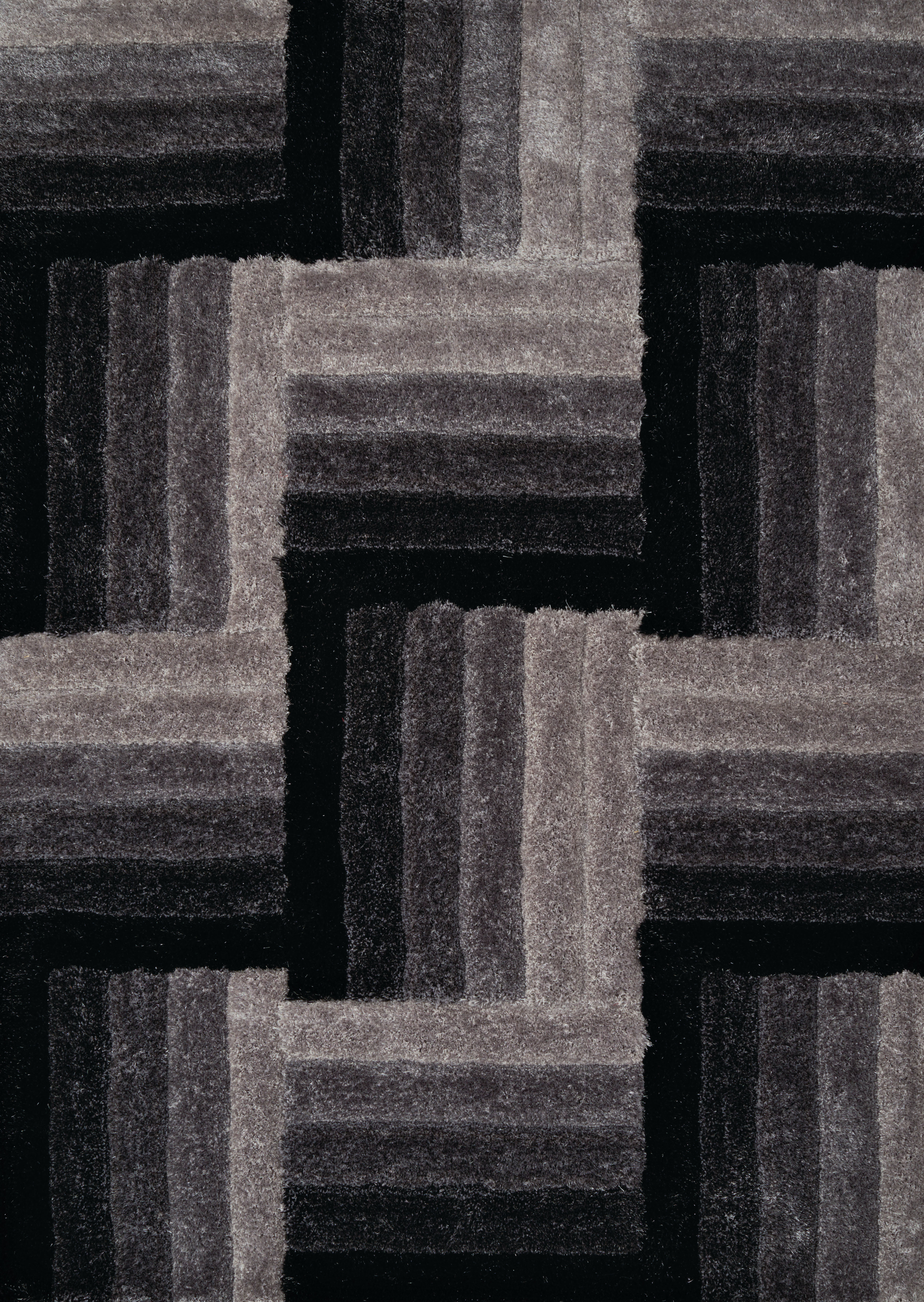 United Weavers Veria Doux Shag Geometric Accent Rug, Black, 1'10" X 3'