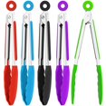 thumbnail image 1 of Juego de pinzas pequeñas de silicona de 7 pulgadas, mini pinzas de cocina con puntas de silicona, pinzas para alimentos, pinzas de cocina de acero inoxidable para ensalada, asar, freír y cocinar (azul, 1 of 5