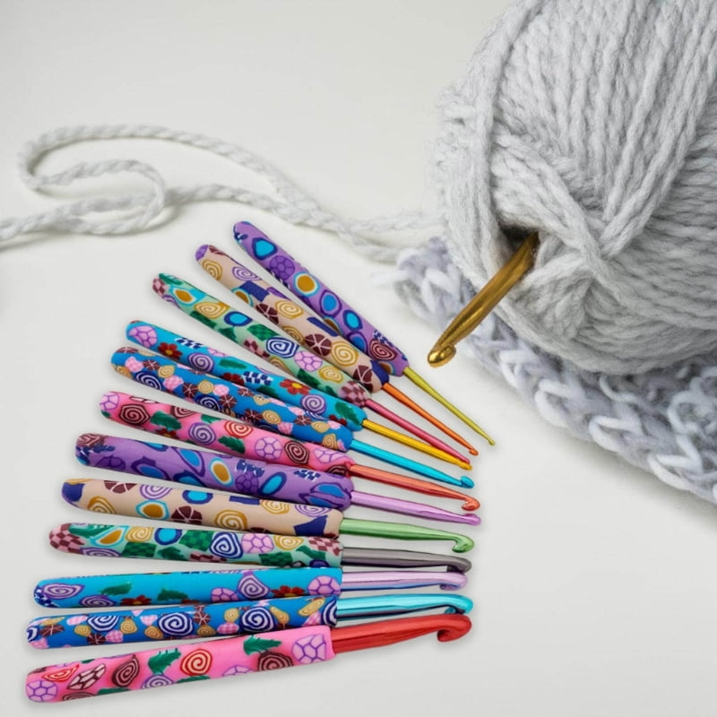 Zecic 12 Pcs Crochet Hook Set 2.0mm-8.0mm Crochet Needle Ergonomical Crochet Needle Colorful Knitting Needle for Craft Project