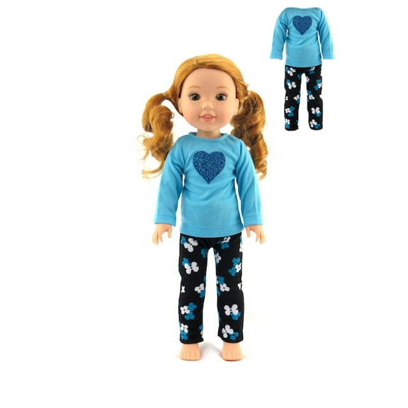 Blue Heart Pants Set For 14.5inch Dolls | American Fashion World