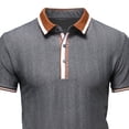 thumbnail image 4 of RongHuan Men's Knit Shirts Regular Fit Lightweight Business Casual Stretch Textured Collared Short Sleeve Tops, 4 of 5