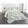 thumbnail image 3 of Ambesonne Ice Cream Quilted Bedspread Set 3 Pcs, Cupcake Faces, King Size, Multicolor, 3 of 5