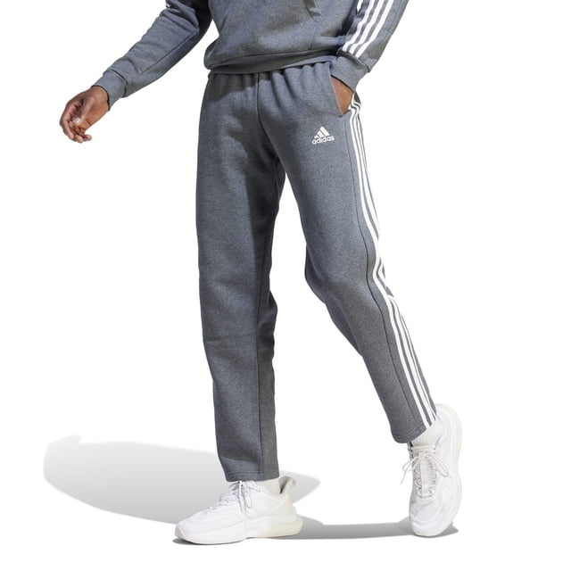 Pantalones de forro polar adidas Essentials de 3 rayas con dobladillo abierto, para hombre