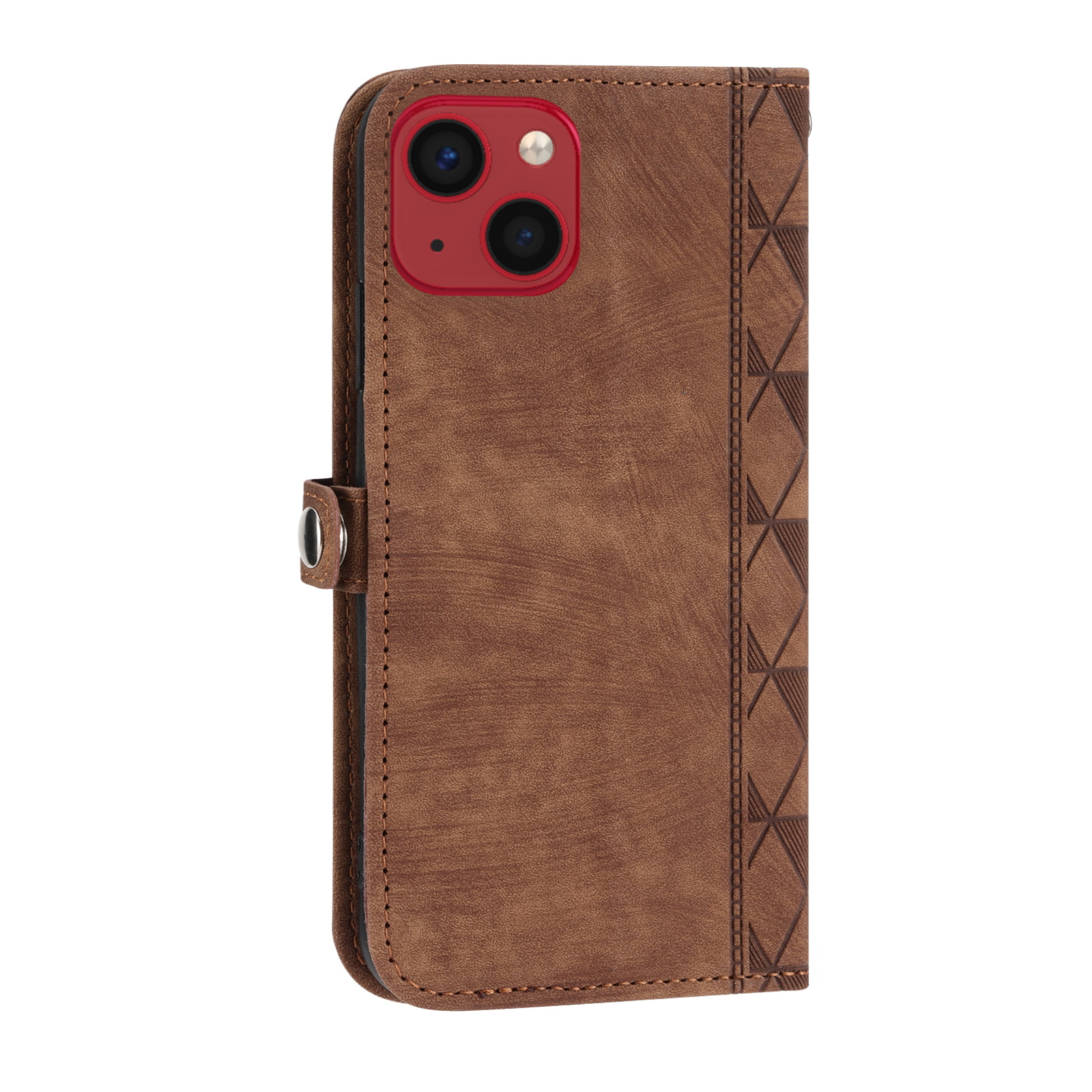 TECH CIRCLE Case For iPhone 14,Luxury Magnetic Closure Flip Card Slot Wallet  Kickstand Spider Embossed Pattern PU Leather Shockproof 360 Protection Cover  with Detachable Wrist Strap.Brown 