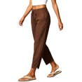 thumbnail image 5 of Women Casual Drawstring Elastic Waisted Pants with Pockets Solid Color Full Length Pant Lightweight Beach Work Trousers, 5 of 9