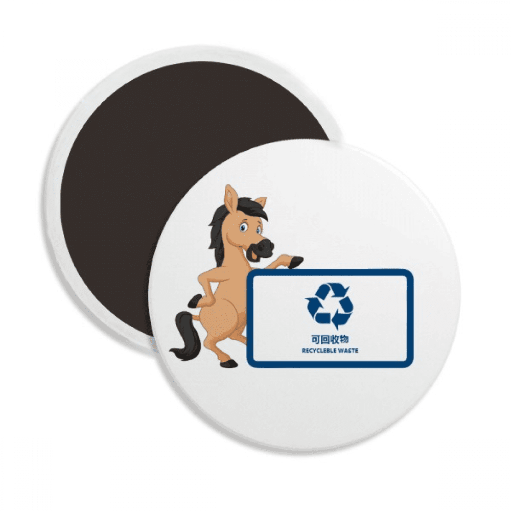 Waste Classification Treatment Recyclable Animals Round Ceracs Fridge Keepsake Decoration