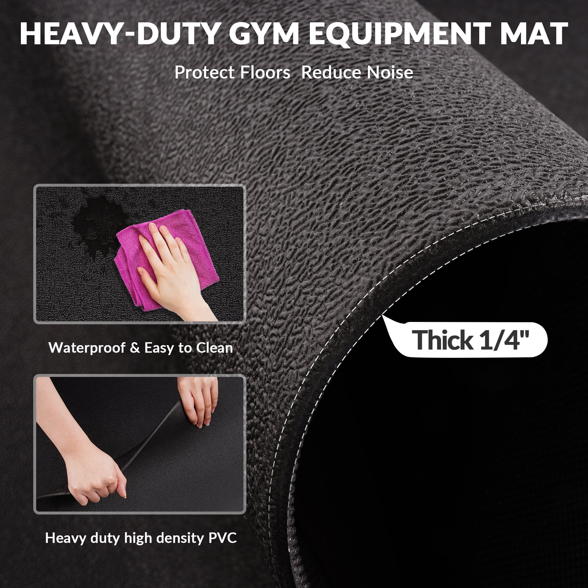 Signature Fitness PVC Equipment Mat, Black, Available in 4 Sizes, Protective Floor Mat for Treadmills, Exercise Bikes, and Home Gym Equipment