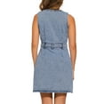 thumbnail image 3 of INSPIRE CHIC Sleeveless Denim Dresses for Women's Button Down V Neck Pockets Work Office Casual Midi Dress XS Grey Blue, 3 of 5