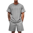 thumbnail image 2 of Kakii Men's 2 Piece Set Summer Outfits Casual Texture Short Sleeve Shirt and Shorts Track Suits for Men Set, 2 of 6