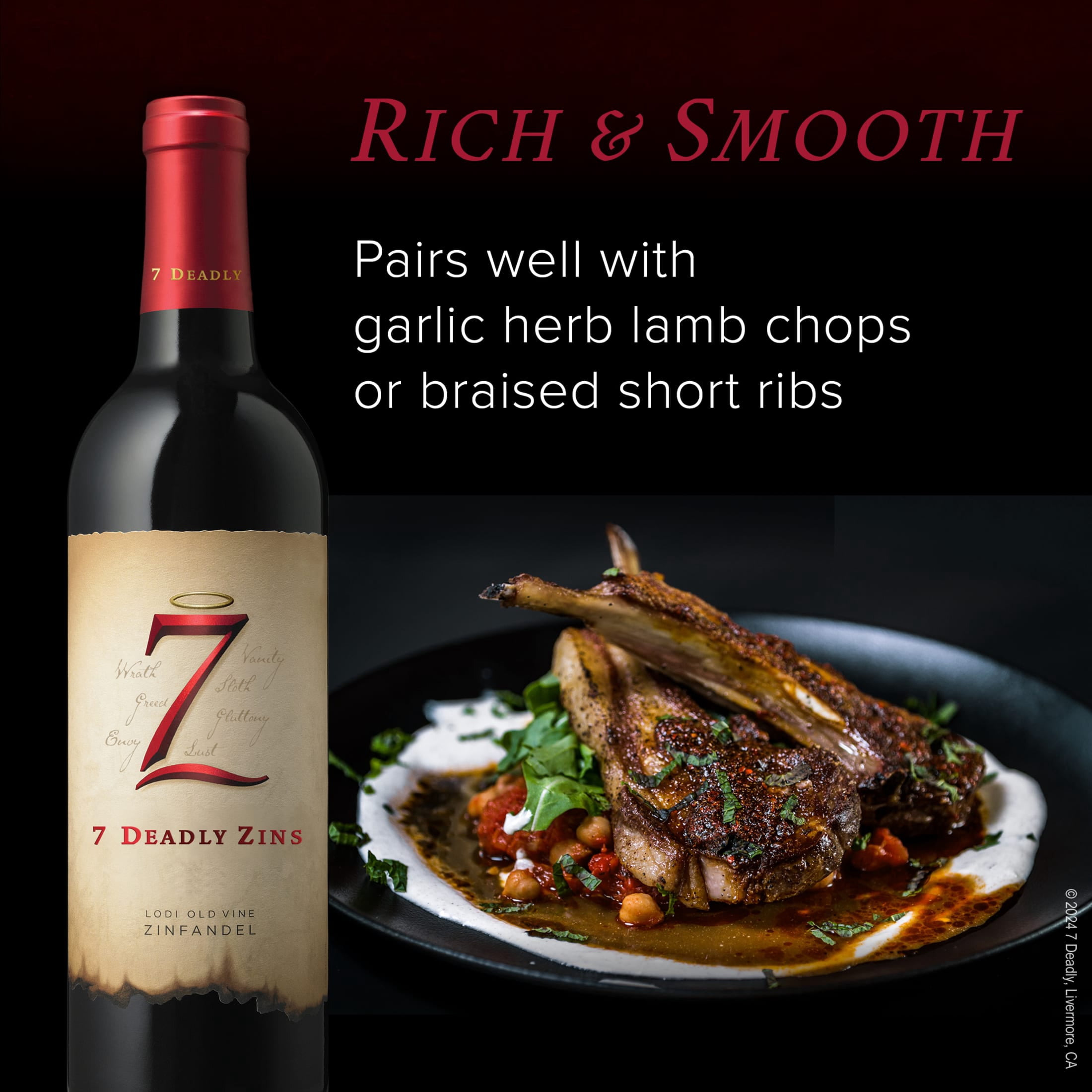 7 Deadly Zinfandel, Red Wine, 750ml, Old Vine California, 15% ABV