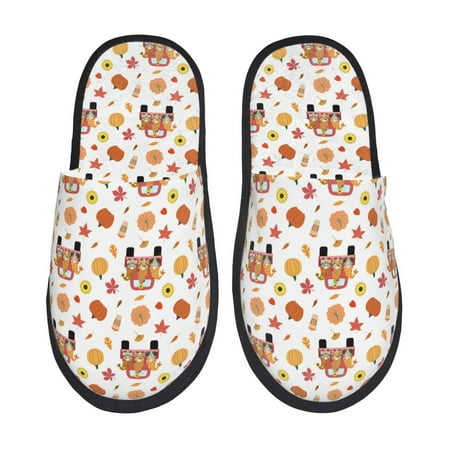 Balery Cute Gnomes In Red Truck Slient Indoor Furry Fleece Comfort House Shoes Soft Non-Slip Home Shoes Cotton slippers House Slippers-- Medium
