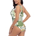 thumbnail image 4 of Cauagu Hawaiian Style Print Women's Sexy One Piece Swimsuits One Shoulder Ruffle Tummy Control Bathing Suit Slimming Swimwear-Large, 4 of 6