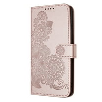 ELEHOLD Case for iPhone 11, Luxury Floral PU Leather Wallet Case with Card Holder Stand & Wrist Strap,Rosegold