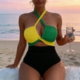 thumbnail image 4 of UTSJKR One Piece Swimsuit for Women Halter Front Cross Swimwear High Waisted Bathing Suits Tummy Control Swimsuits Mint Green XL, 4 of 5