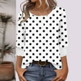 thumbnail image 2 of CHGBMOK Womens Polka Dots 3/4 Sleeve Blouses Button On Crew Neck T Shirts Casual Dressy Tops Going Out Outfit, 2 of 7