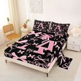 thumbnail image 2 of Erosebridal Letter Monogrammed A Full Size Sheets 4-Piece,Kawaii Ribbon Bow Bed Sheets,Breathable Home Decor, 2 of 5