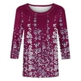 thumbnail image 4 of Awdenio New Arrivals Womens Summer Tops 3/4 Sleeve Shirts Round Neck Loose Casual Blouses Floral Graphic Print Tees T-shirts, 4 of 4