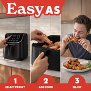 Gourmia 7 Qt Air Fryer, 12 Presets, Digital Display, FryForce 360°, Large Capacity, Black