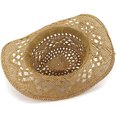 thumbnail image 3 of Nuevo sombrero de pareja al aire libre sombrero de protección solar de viaje sombrero de paja de vaquero occidental sombrero de paja tejido a mano (beige) brillar Electrónica, 3 of 4