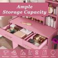 thumbnail image 6 of CQSXDA Functional Vanity Desk with Built-In LED Mirror Lights, 3 Drawers and Power Outlet, Perfect Makeup Table for Women，Pink, 6 of 15