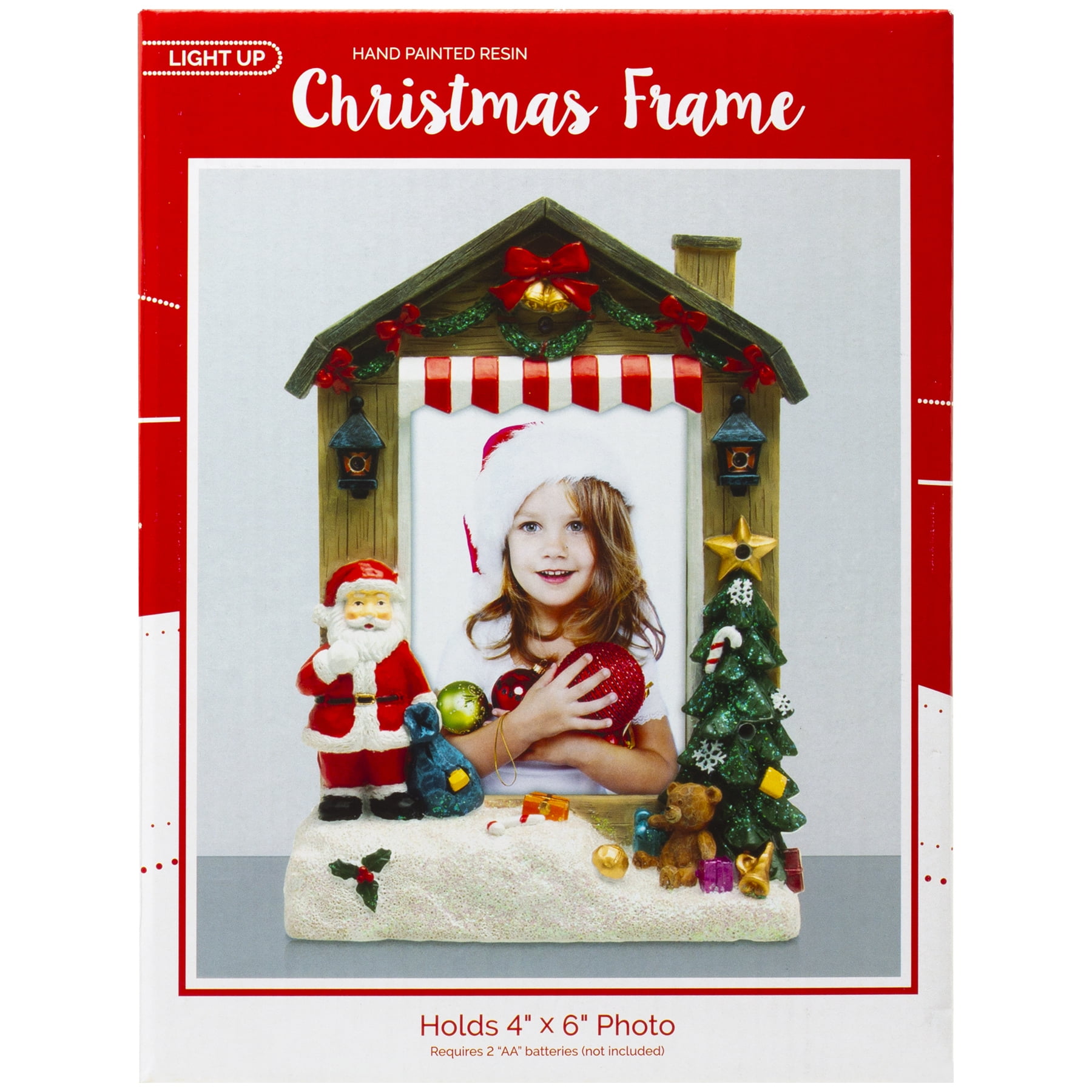 FINE PHOTO GIFTS 4 " x 6" Light Up Santa Claus Christmas Resin Picture Frame