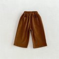 thumbnail image 5 of Ticikt Kids Corduroy Pants, Elastic Waist Solid Color Loose Wide‑Leg Trousers, Casual Straight Bottoms for Boys Girls,Coffee, 5 of 7