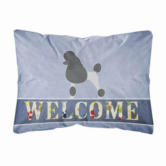 Carolines Treasures BB5543PW1216 Poodle Welcome Canvas Fabric Decorative Pillow, 12H x16W, multicolor