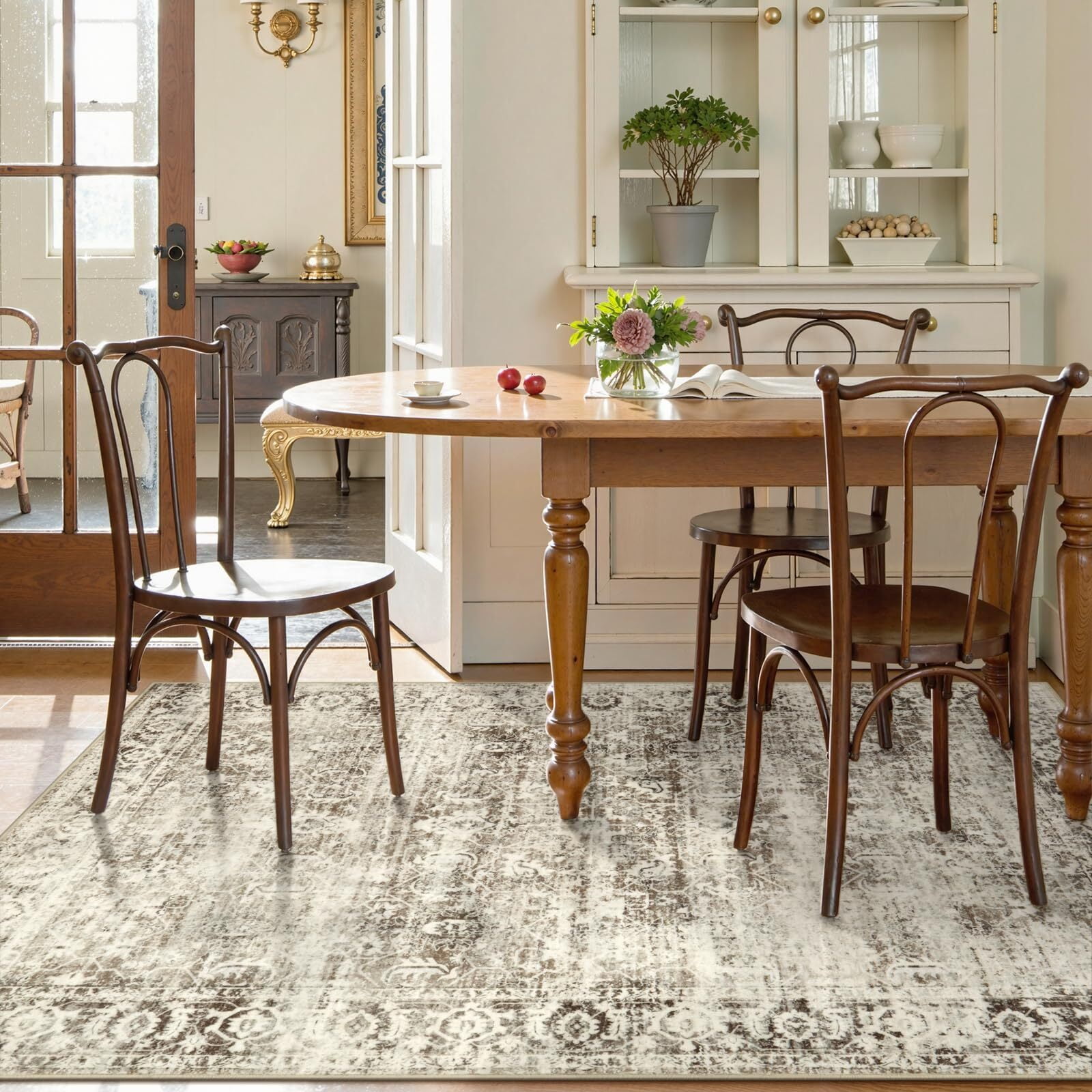 Moynesa Washable Area Rugs,5x7 Rugs for Bedroom Soft Rugs for Bedroom Aesthetic Boys,Retro Distressed Non Slip Throw Rug Carpet Dining Room Rugs for Under Table