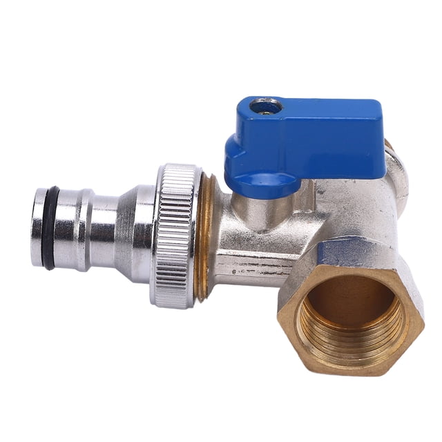 Angle Shut Off Valve, G1/2 DN15 Thread NPT 3/8 Inch Interface Cr Plated Exterior Quarter Turn Ball Valve Sturdy Rustproof for Washing Machine Toilet