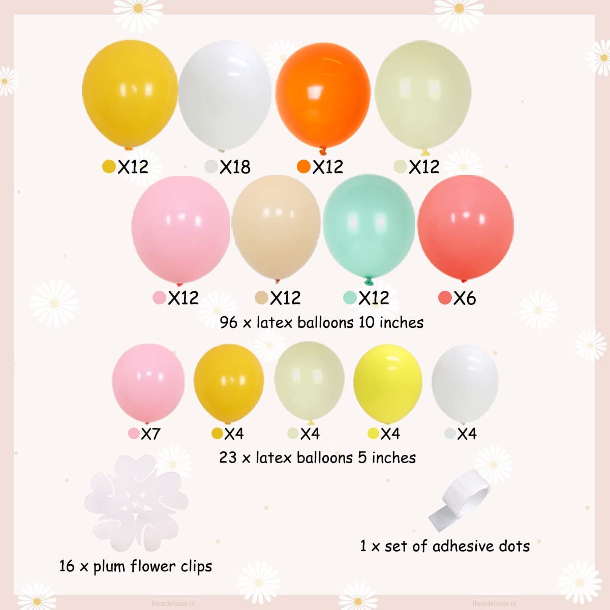 Daisy Flower Balloons DIY Kit - Groovy Boho Theme Party Decorations, Daisy Flower Balloon Set for Groovy Retro Hippie Birthday, Baby Shower, Wedding Party Supplies