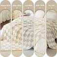 thumbnail image 5 of Whale Flotilla Checkered Knit Throw Blanket for Couch, Sofa, Bed, Soft Fluffy and Cozy, 50"x60", Camel, 5 of 8